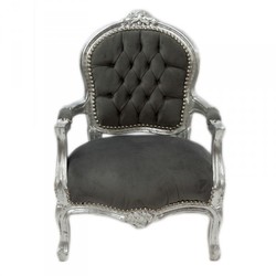 4250828358142 - Barock Kinder Stuhl Grau Silber - KindermÃ¶bel