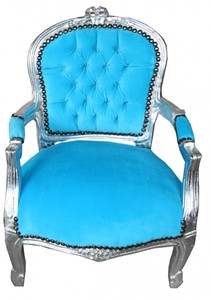 4250828358166 - Barock Kinder Stuhl Türkis Silber - Kindermöbel 4250828358166 - Barock Kinder Stuhl Türkis Silber - Kindermöbel