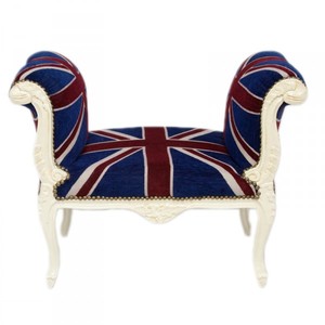 4250828359361 - Barock Schemel Hocker Union Jack   Creme - Sitzbank