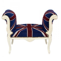 4250828359361 - Barock Schemel Hocker Union Jack   Creme - Sitzbank