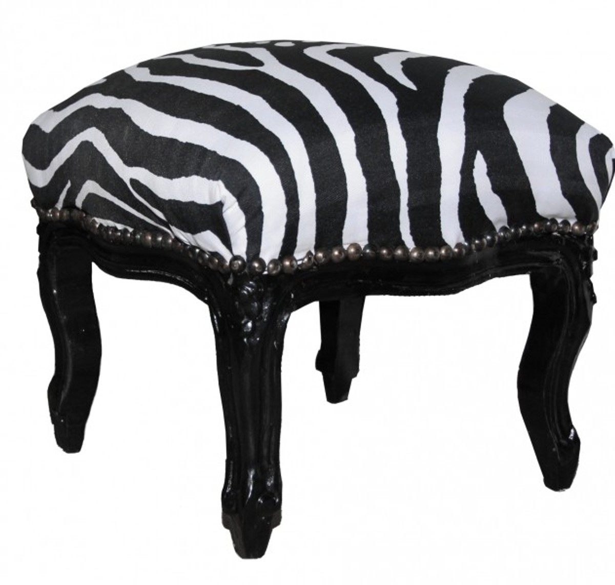 Casa Padrino Baroque Ottoman Zebra Black Antique Furniture