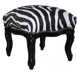 4250828359736 - Barock FuÃhocker Zebra   Black - Antik Stil MÃ¶bel - Hocker