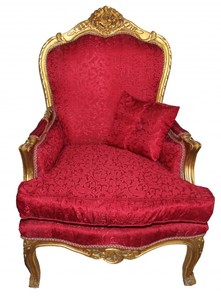 4250828359750 - Barock Sessel Rot Muster  Gold - Antik Stil MÃ¶bel