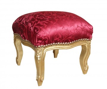 4250828350726 - Barock FuÃhocker Bordeauxrot Muster   Gold - Antik Stil MÃ¶bel - Hocker