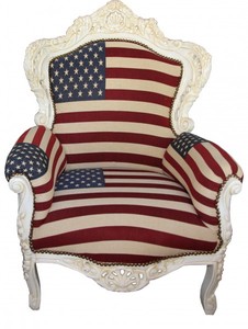 4250828359897 - Barock Sessel King   USA Design  Creme  MÃ¶bel Antik Stil- USA Flagge