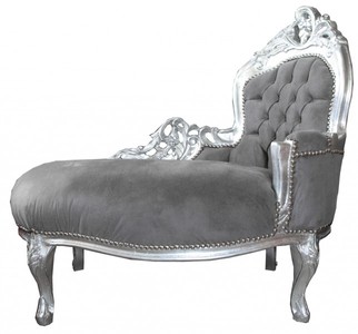 4250828359910 - Barock Kinder Chaiselongue Grau Silber  - KindermÃ¶bel