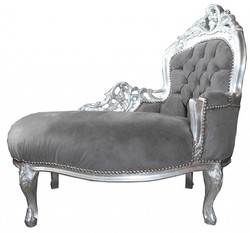 4250828359910 - Barock Kinder Chaiselongue Grau Silber  - KindermÃ¶bel
