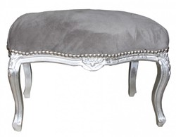 4250828360299 - Barock Sitzhocker Medium Grau   Silber - Antik Stil MÃ¶bel - Hocker