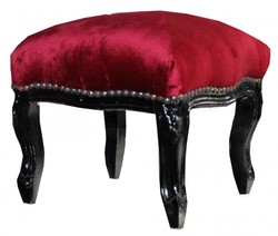 4250828360671 - Barock FuÃhocker Bordeaux   Schwarz - Antik Stil MÃ¶bel - Hocker