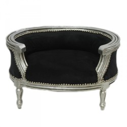 4250828360800 - Barock Hunde & Katzen Sofa Schwarz  Silber Hundebett & Katzenbett