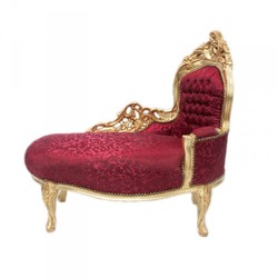 4250828360824 - Barock Kinder Chaiselongue Bordeauxrot Muster Gold  - KindermÃ¶bel