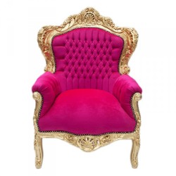4250828360879 - Barock Sessel King Pink   Gold  MÃ¶bel Antik Stil
