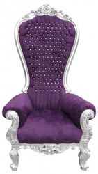 4250828360909 - Barock Thron Sessel Majestic Lila Silber mit Bling Bling Glitzersteinen - Riesensessel -Thron Stuhl Tron