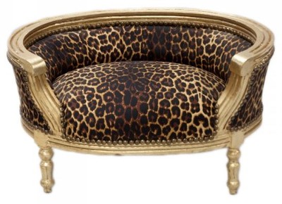 4251760338810 - Barock Hunde & Katzen Sofa Leopard   Gold Hundebett & Katzenbett