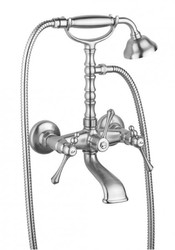 4250828361159 - Luxus Bad ZubehÃ¶r - Jugendstil Wannenbatterie mit Schlauch Handbrause und verstellbarem Wandhalter -  Armatur Badewanne- Chrom -  Serie Milano - Made in Italy