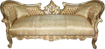 4250828362217 - Barock Sofa Garnitur Vampire Gold Muster Satin - Antik Design