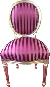 4250828362262 - Barock Esszimmer Stuhl Bordeauxrot   Violett Streifen   Gold Mod2   Rund