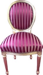 4250828362262 - Barock Esszimmer Stuhl Bordeauxrot   Violett Streifen   Gold Mod2   Rund