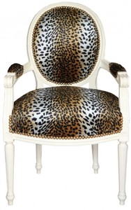 4250828362309 - Barock Salon Stuhl Leopard Muster   Creme  Mod2 Rund