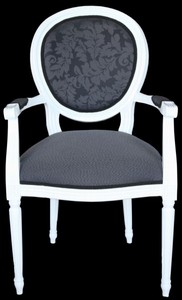 4250828362613 - Barock Esszimmer Stuhl mit Armlehne Grau   WeiÃ - Designer Stuhl - Luxus QualitÃ¤t