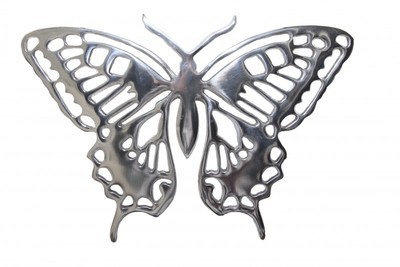 4250828363825 - Riesiger Designer Schmetterling aus poliertem Aluminium Silber H 29 cm B 41 cm - Wandfigur Wanddekoration Aluminium 4250828363825 - Riesiger Designer Schmetterling aus poliertem Aluminium Silber H 29 cm B 41 cm - Wandfigur Wanddekoration Aluminium