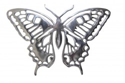 4250828363825 - Riesiger Designer Schmetterling aus poliertem Aluminium Silber H 29 cm B 41 cm - Wandfigur Wanddekoration Aluminium 4250828363825 - Riesiger Designer Schmetterling aus poliertem Aluminium Silber H 29 cm B 41 cm - Wandfigur Wanddekoration Aluminium