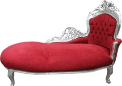 4250828364006 - Barock Chaiselongue Bordeaux Rot   Silber - Lounge Liege Recamiere MÃ¶bel