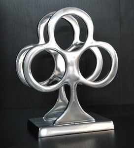 4250828364419 - Designer Weinregal aus poliertem Aluminium fÃ¼r 3 Flaschen H 32 cm B 26 cm T 15 cm - Flaschenhalter - Flaschenablage