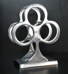 4250828364419 - Designer Weinregal aus poliertem Aluminium fÃ¼r 3 Flaschen H 32 cm B 26 cm T 15 cm - Flaschenhalter - Flaschenablage