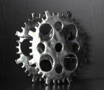 4250828364440 - Designer Weinregal aus poliertem Aluminium fÃ¼r 4 Flaschen Rund H 40 cm B 40 cm T 14 cm - Flaschenhalter - Flaschenablage Gear Copper