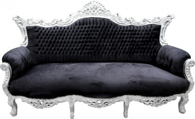 4250828364471 - Barock Sofa Master Schwarz Silber - Möbel Couch Lounge 4250828364471 - Barock Sofa Master Schwarz Silber - Möbel Couch Lounge