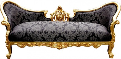 4250828364549 - Barock Sofa Vampire Schwarz Muster   Gold - MÃ¶bel