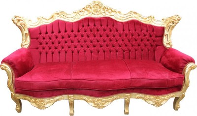 4250828364693 - Barock Sofa Master Bordeaux Rot   Gold Mod2 - Wohnzimmer MÃ¶bel Loung Couch