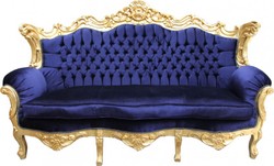 4250828364709 - Barock Sofa Master Royal Blau   Gold - Wohnzimmer MÃ¶bel Couch Lounge