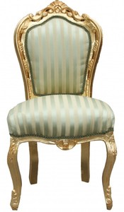 4250828364778 - Barock Esszimmer Stuhl GrÃ¼n   Creme Streifen   Gold