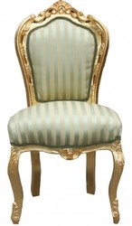4250828364778 - Barock Esszimmer Stuhl GrÃ¼n   Creme Streifen   Gold