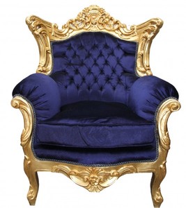 4250828364792 - Barock Sessel Al Capone Mod2  Royalblau Gold
