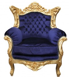 4250828364792 - Barock Sessel Al Capone Mod2  Royalblau Gold