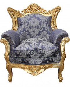 4250828364808 - Barock Sessel Al Capone Mod2  Royal Blau Muster   Gold