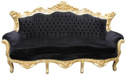 4250828364884 - Barock 3er Sofa Master Schwarz   Gold - Wohnzimmer Couch MÃ¶bel Lounge