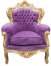 4250828364891 - Barock Sessel King Mod 2 Lila   Gold MÃ¶bel Antik Stil