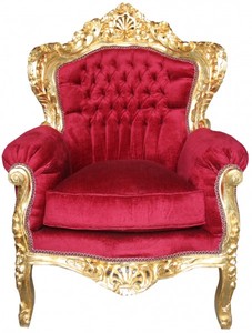 4250828364969 - Barock Sessel  Bordeaux Rot   Gold MÃ¶bel Antik Stil