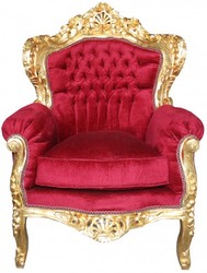 4250828364969 - Barock Sessel  Bordeaux Rot   Gold MÃ¶bel Antik Stil