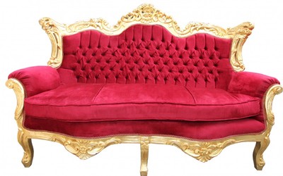 4250828365133 - Barock 2er Sofa Master Bordeaux Rot   Gold Mod2 - Wohnzimmer MÃ¶bel Loung Couch