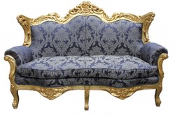 4250828365140 - Barock 2er Sofa Master Royal Blau Muster   Gold 2Mod - Wohnzimmer Couch MÃ¶bel Lounge