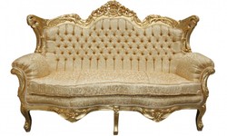 4250828365157 - Barock 2er Sofa Master Gold Muster   Gold 2Mod- Wohnzimmer Couch MÃ¶bel Lounge