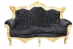 4250828365164 - Barock 2er Sofa Master Schwarz   Gold - Wohnzimmer Couch MÃ¶bel Lounge