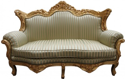 4250828365171 - Barock  2er Sofa Master JadegrÃ¼n  Beige   Gold - Wohnzimmer Couch MÃ¶bel Lounge