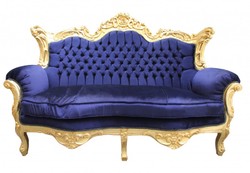 4250828365195 - Barock  2er Sofa Master Royal Blau  Gold 2Mod - Wohnzimmer Couch MÃ¶bel Lounge