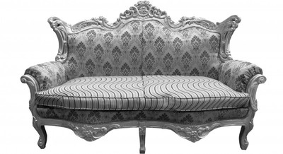 4250828365201 - Barock  2er Sofa Master Silber Muster  Silber Mod2 - Wohnzimmer Couch MÃ¶bel Lounge